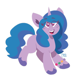 Size: 2000x2000 | Tagged: safe, artist:caprania, part of a set, character:izzy moonbow, species:pony, species:unicorn, g5, bracelet, colored hooves, eye clipping through hair, eyebrows, eyebrows visible through hair, gradient hair, hooves, jewelry, lineless, looking at you, multicolored hair, open mouth, open smile, simple background, smiling, smiling at you, solo, transparent background, unshorn fetlocks