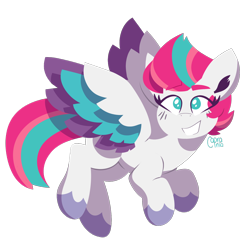 Size: 2000x2000 | Tagged: safe, artist:caprania, part of a set, character:zipp storm, species:pegasus, species:pony, g5, adorazipp, colored eyebrows, colored hooves, colored wings, cute, eye clipping through hair, eyebrows, eyebrows visible through hair, female, hooves, lineless, mare, multicolored wings, signature, simple background, smiling, solo, spread wings, transparent background, unshorn fetlocks, wings