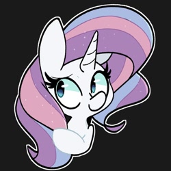 Size: 1500x1500 | Tagged: safe, artist:kindakismet, character:potion nova, species:pony, species:unicorn, g4.5, my little pony:pony life, black background, bust, cute, female, horn, mare, novabetes, outline, simple background, solo