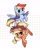 Size: 1337x1691 | Tagged: safe, artist:meowzng999, character:applejack, character:rainbow dash, species:earth pony, species:pegasus, species:pony, ship:appledash, g4, abstract background, apple family member, applejack's hat, clothing, cowboy hat, cute, dashabetes, duo, duo female, female, flying, hat, jackabetes, lesbian, looking at you, mare, raised hoof, shipping, smiling, smiling at you, spread wings, stetson, wings