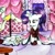 Size: 1961x1978 | Tagged: safe, artist:liaaqila, character:opalescence, character:rarity, species:pony, species:unicorn, g4, alternate hairstyle, bow, carousel boutique, cat, clothing, commission, cute, dress, duo, female, glowing horn, horn, indoors, levitation, magic, magic aura, mannequin, mare, raribetes, scissors, sitting, sleeping, telekinesis, traditional art