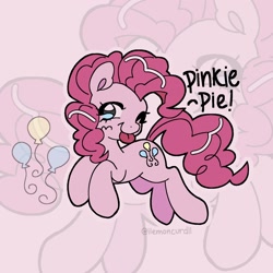Size: 1702x1702 | Tagged: safe, artist:llemoncurdll, part of a set, character:pinkie pie, species:earth pony, species:pony, g4, female, mare, name, signature, solo, tongue out, zoom layer