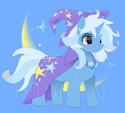 Size: 1325x1200 | Tagged: safe, artist:primechal, character:trixie, species:pony, species:unicorn, g4, cape, clothing, female, hat, horn, mare, signature, smiling, solo, trixie's cape, trixie's hat, wizard hat