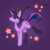 Size: 3000x3000 | Tagged: safe, artist:artsyplanetz, character:twilight sparkle, character:twilight sparkle (unicorn), species:pony, species:unicorn, g4, abstract background, backwards cutie mark, chest fluff, clothing, costume, female, halloween, hat, high res, holiday, horn, looking at you, mare, profile, purple background, simple background, smiling, socks, solo, stars, thigh highs, witch hat