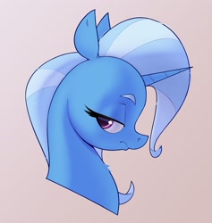 Size: 1975x2080 | Tagged: safe, artist:aquaticvibes, character:trixie, species:pony, species:unicorn, g4, bust, colored eyebrows, eyelashes, female, horn, lidded eyes, looking back, mare, simple background, solo