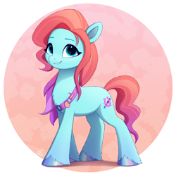Size: 2000x2000 | Tagged: safe, artist:luminousdazzle, character:jazz hooves, species:earth pony, species:pony, g5, my little pony: make your mark, alternate hairstyle, cute, eyebrows, female, grin, high res, hoof polish, jazz hooves has ears!, jazzibetes, looking at you, mare, sash, simple background, smiling, smiling at you, solo, unshorn fetlocks