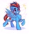 Size: 1600x1900 | Tagged: safe, artist:falafeljake, oc, oc only, oc:andrew swiftwing, species:pegasus, species:pony, chest fluff, ear fluff, eyebrows, grin, leg fluff, looking at you, male, multicolored hair, pegasus oc, raised hoof, raised leg, signature, smiling, smiling at you, solo, spread wings, stallion, tail, wings
