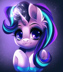 Size: 900x1031 | Tagged: safe, artist:candicornart, character:starlight glimmer, species:pony, species:unicorn, g4, cute, eyebrows, female, glimmerbetes, horn, looking at you, mare, signature, smiling, smiling at you, solo