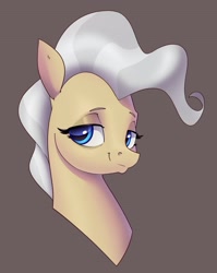 Size: 2290x2870 | Tagged: safe, artist:aquaticvibes, character:mayor mare, species:earth pony, species:pony, g4, brown background, bust, colored eyebrows, eyebrows, eyelashes, female, looking sideways, mare, portrait, simple background, solo