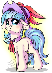Size: 2894x4093 | Tagged: safe, artist:julunis14, character:coco pommel, species:earth pony, species:pony, g4, clothing, cocobetes, cute, female, floppy ears, hat, high res, looking at you, mare, smiling, smiling at you, solo