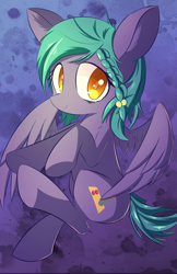 Size: 3850x5950 | Tagged: safe, artist:kawaiipony2, oc, oc only, oc:joy stick, species:bat pony, species:pony, absurd resolution, bat pony oc, colored pupils, commission, cute, female, looking at you, mare, ocbetes, smiling, smiling at you, solo, spread wings, underhoof, wings