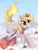 Size: 3150x4200 | Tagged: safe, artist:nightcreepx, artist:spittfireart, character:derpy hooves, species:pegasus, species:pony, g4, bag, cloud, cute, derpabetes, female, food, high res, letter, mail, mailbag, mailmare, mare, muffin, on a cloud, open mouth, signature, sky, solo, spread wings, wings