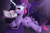Size: 4500x3000 | Tagged: safe, artist:natanvok, character:twilight sparkle, species:alicorn, species:pony, g4, my little pony:equestria girls, book, butt, chest fluff, dock, ear fluff, equestria girls ponified, eyebrows, featureless crotch, female, fluffy, high res, horn, leg fluff, looking at you, lying down, magic, mare, midnight sparkle, plot, ponified, prone, signature, slit pupils, solo, species swap, spread wings, tail, twibutt, wings