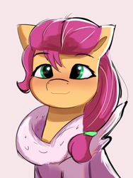 Size: 1536x2048 | Tagged: safe, artist:nari_artsz, character:sunny starscout, species:earth pony, species:pony, g5, clothing, eyebrows, eyebrows visible through hair, female, heart, heart eyes, looking at you, mare, smiling, smiling at you, solo, wingding eyes