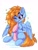 Size: 1200x1600 | Tagged: safe, artist:falafeljake, oc, oc only, oc:comet dasher, species:pegasus, species:pony, blushing, clothing, commission, cute, ear fluff, eyebrows, eyebrows visible through hair, female, holding, mare, mouth hold, ocbetes, one eye closed, pegasus oc, signature, simple background, sitting, socks, solo, spread wings, white background, wings