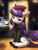 Size: 1280x1703 | Tagged: safe, artist:flvski, character:rarity, species:pony, species:unicorn, g4, beatnik rarity, beret, clothing, cup, cute, ear fluff, female, glowing horn, hat, horn, levitation, looking at you, magic, magic aura, mare, raribetes, sitting, smiling, smiling at you, solo, sweater, teacup, telekinesis