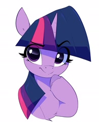 Size: 1730x2223 | Tagged: safe, artist:aquaticvibes, character:twilight sparkle, character:twilight sparkle (unicorn), species:pony, species:unicorn, g4, bust, eyebrows, eyebrows visible through hair, eyelashes, female, horn, mare, simple background, smiling, solo, white background
