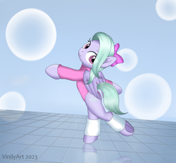 Size: 2800x2594 | Tagged: safe, artist:vinilyart, artist:vinilyart_d, character:flitter, species:pegasus, species:pony, g4, bipedal, bow, clothing, cute, eyebrows, female, flitterbetes, folded wings, frog (hoof), hair bow, high res, hooves, leg warmers, looking at you, mare, smiling, smiling at you, solo, underhoof, wings