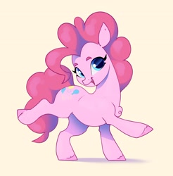 Size: 2440x2475 | Tagged: safe, artist:aquaticvibes, character:pinkie pie, species:earth pony, species:pony, g4, colored eyebrows, colored hooves, eyelashes, female, hooves, looking at you, mare, open mouth, simple background, solo
