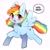 Size: 2500x2500 | Tagged: safe, artist:canned_msg, character:rainbow dash, species:pegasus, species:pony, g4, blushing, cheek fluff, chest fluff, cute, cute little fangs, dashabetes, ear fluff, eye clipping through hair, eyebrows, eyebrows visible through hair, fangs, female, flying, high res, korean, looking at you, mare, open mouth, open smile, sharp teeth, simple background, smiling, smiling at you, solo, speech bubble, spread wings, talking to viewer, taste the rainbow, white background, wings