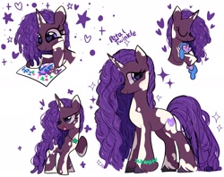 Size: 2048x1623 | Tagged: safe, artist:petaltwinkle, character:izzy moonbow, character:violette rainbow, species:pony, species:unicorn, g5, my little pony: tell your tale, clover, colored hooves, coloring, cute, dexterous hooves, doll, dreadlocks, eyes closed, female, filly, foal, four leaf clover, gradient hair, hair over one eye, heart, heart eyes, hooves, hug, looking at you, mare, mottled coat, multicolored hair, older, older violette rainbow, simple background, smiling, smiling at you, solo, sparkles, starry eyes, toy, unshorn fetlocks, vitiligo, white background, wingding eyes, young