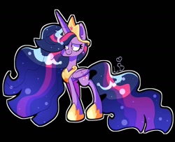 Size: 1047x850 | Tagged: safe, artist:galaxydream22, character:twilight sparkle, character:twilight sparkle (alicorn), species:alicorn, species:pony, episode:the last problem, g4, my little pony: friendship is magic, black background, clothing, crown, eye clipping through hair, female, hoof shoes, jewelry, mare, necklace, older, older twilight, peytral, princess twilight 2.0, regalia, shoes, signature, simple background, solo