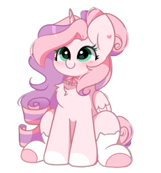 Size: 2449x2635 | Tagged: safe, artist:kittyrosie, oc, oc only, oc:saku, species:pony, species:unicorn, blushing, chest fluff, cute, female, high res, horn, mare, ocbetes, simple background, sitting, smiling, solo, transparent background, unicorn oc