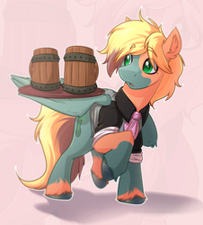 Size: 2400x2650 | Tagged: safe, artist:witchtaunter, oc, species:pony, bartender, clothing, commission, cup, drink, male, simple background, stallion, tie