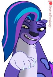 Size: 2209x3213 | Tagged: safe, artist:frownfactory, character:allura, species:aq bars, species:snow leopard, episode:secrets of starlight, g5, my little pony: make your mark, my little pony: make your mark chapter 6, big cat, digital art, fangs, female, sharp teeth, simple background, transparent background, vector, winged big cat