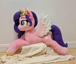 Size: 2653x2250 | Tagged: safe, artist:epicrainbowcrafts, character:pipp petals, species:pegasus, species:pony, g5, circlet, colored hooves, colored pinnae, colored wings, diadem, eyebrows, female, gold hooves, high res, hooves, irl, jewelry, mare, multicolored wings, photo, pipp wings, plushie, regalia, smiling, solo, spread wings, toy, two toned wings, wing fluff, wings