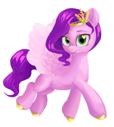 Size: 598x664 | Tagged: safe, artist:rily, derpibooru original, character:pipp petals, species:pegasus, species:pony, g5, my little pony: a new generation, circlet, colored hooves, eyebrows, female, flying, golden hooves, headband, heart, heart eyes, hooves, looking at you, mare, open mouth, open smile, pipp wings, princess, simple background, smiling, smiling at you, solo, spread wings, transparent background, unshorn fetlocks, wingding eyes, wings