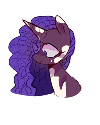 Size: 1080x1350 | Tagged: safe, artist:jully-park, part of a set, character:violette rainbow, species:pony, species:unicorn, g5, bust, cute, dreadlocks, female, filly, foal, horn, mottled coat, pinpoint eyes, portrait, profile, simple background, solo, violettebetes, vitiligo, white background, young