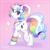 Size: 2377x2392 | Tagged: safe, artist:skysorbett, derpibooru original, oc, oc only, oc:top coat, species:earth pony, species:pony, g4, accessory, butt, cute, earth pony oc, female, gradient background, looking at you, looking back, looking back at you, mare, multicolored hair, not cloudy canvas, ocbetes, plot, rainbow hair, raised hoof, raised leg, simple background, smiling, smiling at you, solo, underhoof