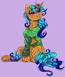 Size: 5720x6816 | Tagged: safe, artist:hokiart22, oc, oc only, oc:solar wave, species:pony, species:unicorn, clothing, commission, hoodie, hooves, sitting