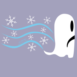 Size: 2000x2000 | Tagged: safe, artist:the_mpc, manebooru original, oc, oc:cold spot, bedsheet ghost, breeze, cutie mark, cutie mark only, ghost, no pony, sad, simple background, snow, snowflake, unhappy expression, wind