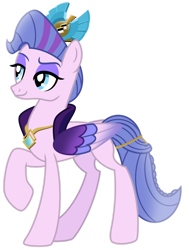 Size: 1024x1358 | Tagged: safe, artist:emeraldblast63, character:queen haven, species:pegasus, species:pony, g4, g5, my little pony: a new generation, female, g5 to g4, generation leap, mare, raised hoof, simple background, smiling, smirk, solo, three quarter view, transparent background