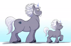 Size: 2732x1792 | Tagged: safe, artist:sallylla, character:alphabittle blossomforth, species:pony, species:unicorn, g5, age difference, age progression, alphabetes, alphabittle blossomforth is not amused, beard, blank flank, colored hooves, colt, colt alphabittle blossomforth, cute, duality, eyebrows, facial hair, fluffy, foal, freckles, frown, full body, height difference, hooves, male, muscles, older, pouting, pouty lips, profile, raised hoof, reference sheet, side view, smiling, stallion, standing, time paradox, unamused, unshorn fetlocks, young, younger