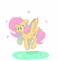 Size: 2890x3067 | Tagged: safe, artist:skylinepony_, character:fluttershy, species:pegasus, species:pony, g4, cheek fluff, female, flower, flying, grass, heart, heart eyes, high res, leg fluff, mare, shadow, signature, simple background, smiling, solo, spread wings, white background, wingding eyes, wings