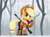 Size: 1536x1134 | Tagged: safe, artist:arediejie, character:applejack, g4, apple family member, bandaged leg, clothing, cool, gun, jacket, knife, lasso, manechat challenge, rifle, saddle bag, snow, solo, tree, weapon, winter