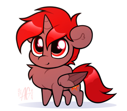 Size: 2235x1969 | Tagged: safe, artist:argigen, oc, oc only, oc:hardy, species:alicorn, species:pony, chest fluff, chibi, colored wings, cute, folded wings, looking at you, male, multicolored wings, ocbetes, signature, simple background, solo, stallion, two toned wings, white background, wings