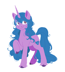 Size: 461x511 | Tagged: safe, artist:_smfdb_, character:izzy moonbow, species:pony, species:unicorn, g5, my little pony: tell your tale, colored eyebrows, colored hooves, cute, eyebrows, gradient hair, hooves, izzybetes, looking at you, multicolored hair, raised hoof, simple background, smiling, smiling at you, solo, unshorn fetlocks, white background