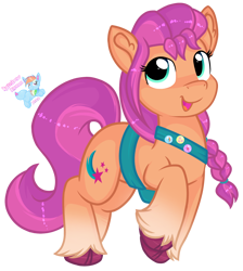 Size: 1320x1470 | Tagged: safe, artist:rainbow eevee, character:sunny starscout, species:earth pony, species:pony, g5, my little pony: a new generation, braid, cloven hooves, coat markings, colored hooves, cute, digital art, eyelashes, female, happy, hooves, jumping, looking up, mare, multicolored mane, open mouth, pins, simple background, socks (coat marking), solo, sunnybetes, teal eyes, transparent background, two toned mane, unshorn fetlocks, vector