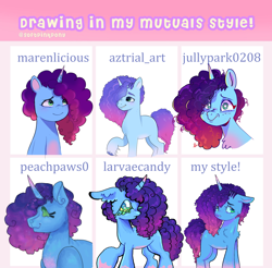 Size: 2038x2002 | Tagged: safe, artist:kreeeeeez, derpibooru original, character:misty brightdawn, species:pony, species:unicorn, g5, my little pony: make your mark, my little pony: tell your tale, bust, challenge, coat markings, colored hooves, eyes closed, female, floppy ears, hooves, horn, mare, raised hoof, rebirth misty, socks (coat marking), style emulation, text, three quarter view, unshorn fetlocks