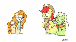 Size: 3064x1702 | Tagged: safe, artist:bobthedalek, character:bright mac, character:granny smith, character:pear butter, g4, apple family member