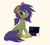 Size: 3516x3198 | Tagged: source needed, safe, artist:imalou, oc, oc:gray hat, species:earth pony, species:pony, clothing, code, computer, content, cup, female, happy, hat, laptop computer, looking at you, mare, ponytail, simple background, solo, spiky mane, spiky tail, triforce, unshorn fetlocks
