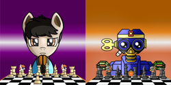 Size: 3200x1600 | Tagged: safe, artist:codename_kid, oc, oc only, chess, manechat challenge, robot