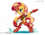 Size: 2340x1823 | Tagged: safe, artist:vinilyart, character:sunset shimmer, species:pony, species:unicorn, g4, my little pony:equestria girls, bipedal, clothing, electric guitar, female, guitar, high res, horn, mare, musical instrument, open mouth, open smile, signature, simple background, smiling, socks, solo, stockings, sunset shredder, thigh highs, white background