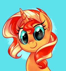 Size: 2312x2492 | Tagged: safe, artist:diamonddusted, artist:whitediamonds, character:sunset shimmer, species:pony, species:unicorn, g4, my little pony:equestria girls, bust, cute, female, high res, horn, looking at you, mare, portrait, shimmerbetes, smiling, smiling at you, solo