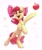 Size: 1802x2160 | Tagged: safe, artist:amishy, artist:amishyart, character:apple bloom, species:earth pony, species:pony, g4, adorabloom, apple, apple bloom's bow, apple family member, bow, cute, female, filly, food, hair bow, heart, heart eyes, looking at you, open mouth, open smile, simple background, smiling, smiling at you, solo, sparkles, underhoof, white background, wingding eyes, young