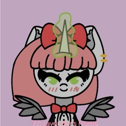 Size: 577x577 | Tagged: safe, artist:lavender's home, species:alicorn, species:pony, blushing, bow tie, clothing, ear piercing, jewelry, looking at you, oc generator, picrew, piercing, ribbon, sparking horn, wings